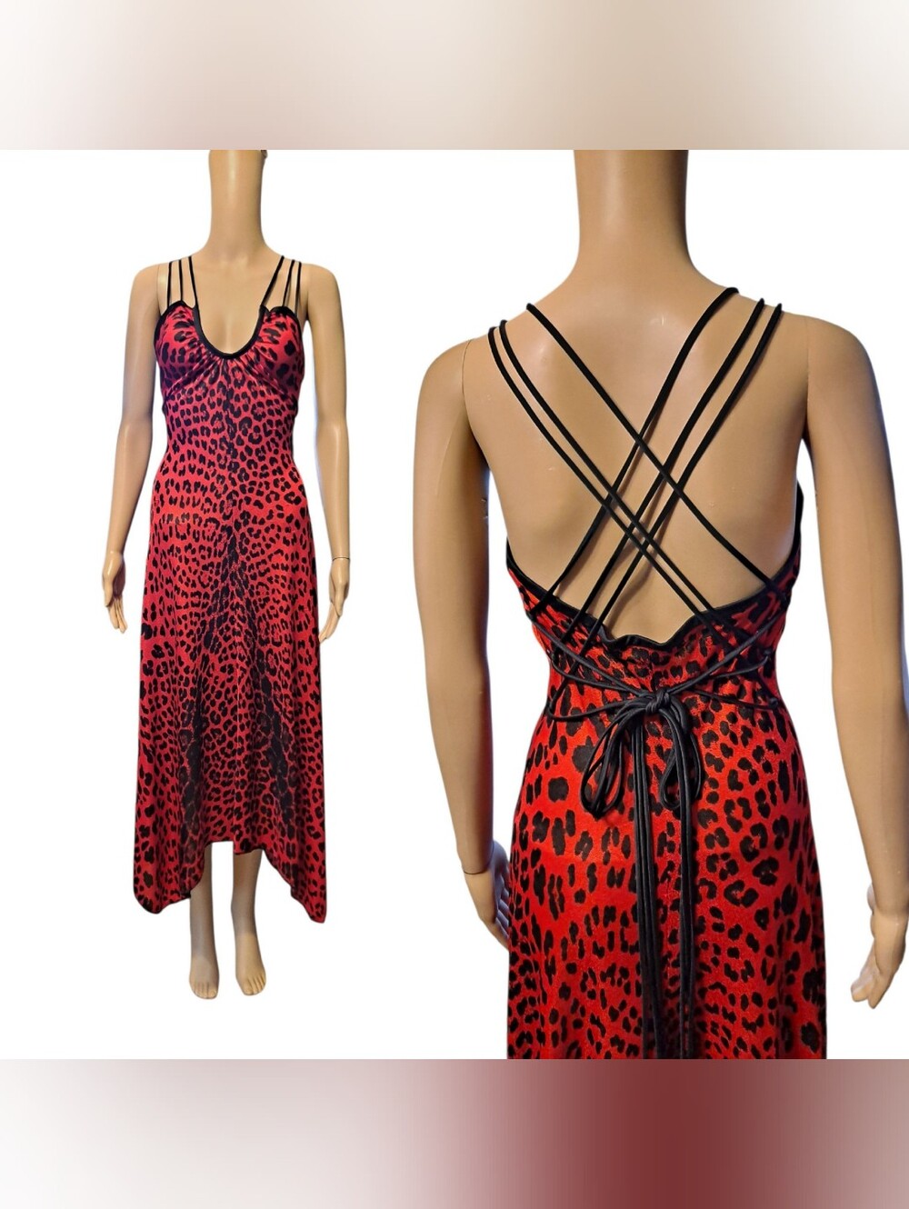 FUNKY Red And Black Leopard Print Strappy Maxi Dress